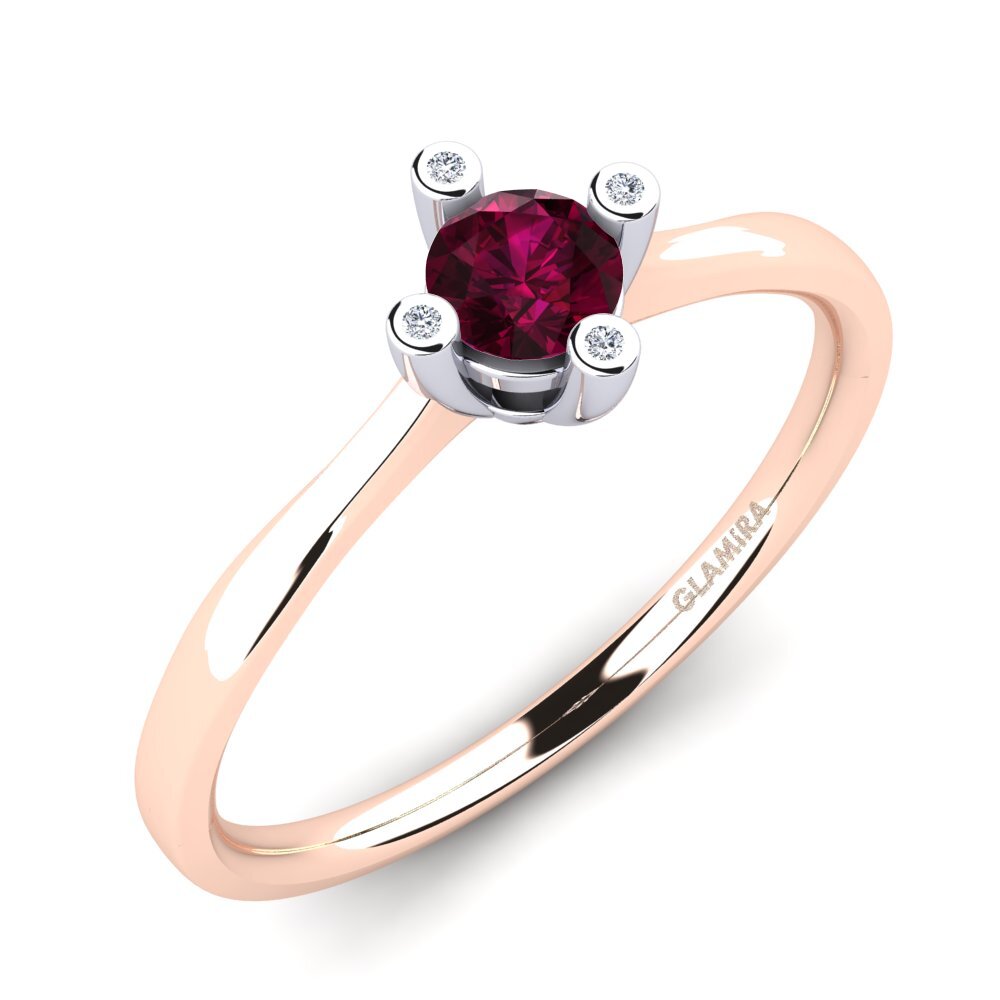 9k Rose & White Gold Rhodolite Garnet Women's Ring Onella 0.5 crt