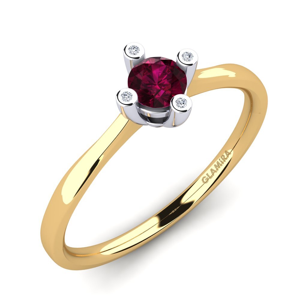 14ct Yellow & White Gold Rhodolite Garnet Women's Ring Onella 0.5 crt