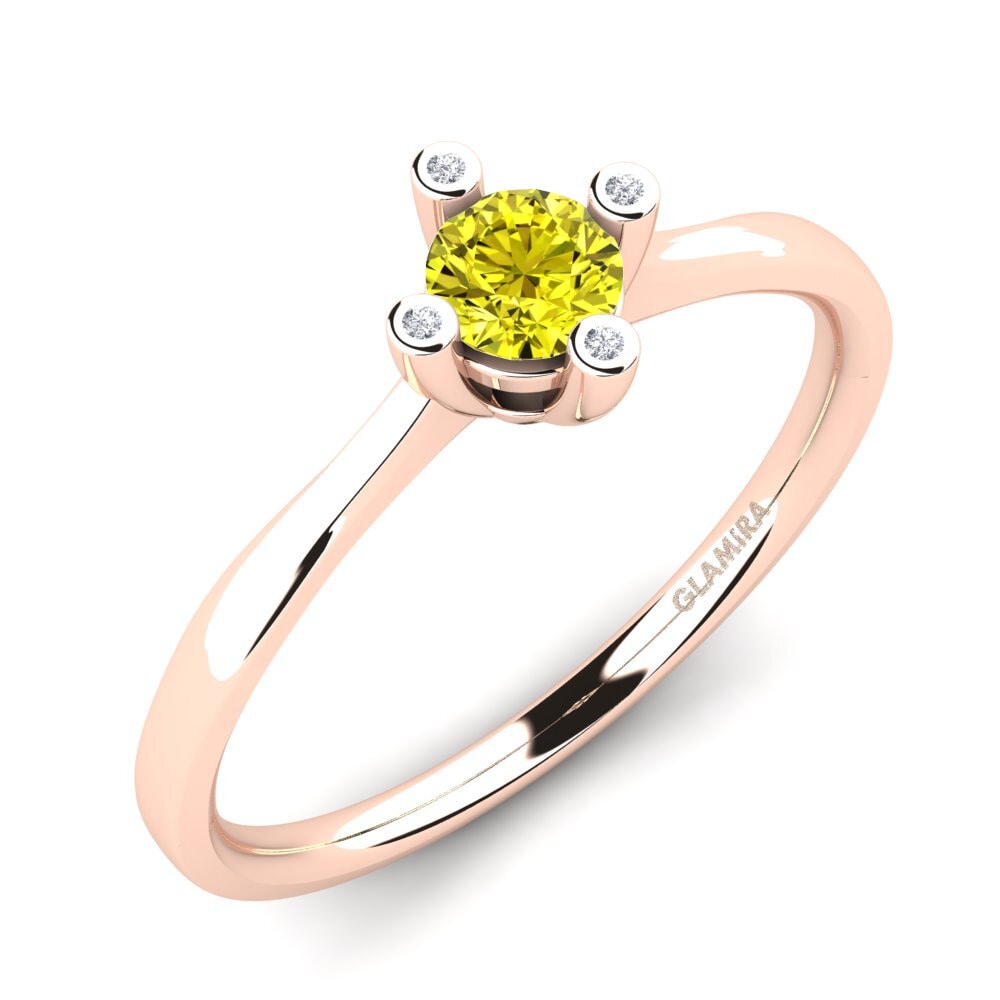 Rotgold 750 Gelber Diamant Damenring Onella 0.5 crt