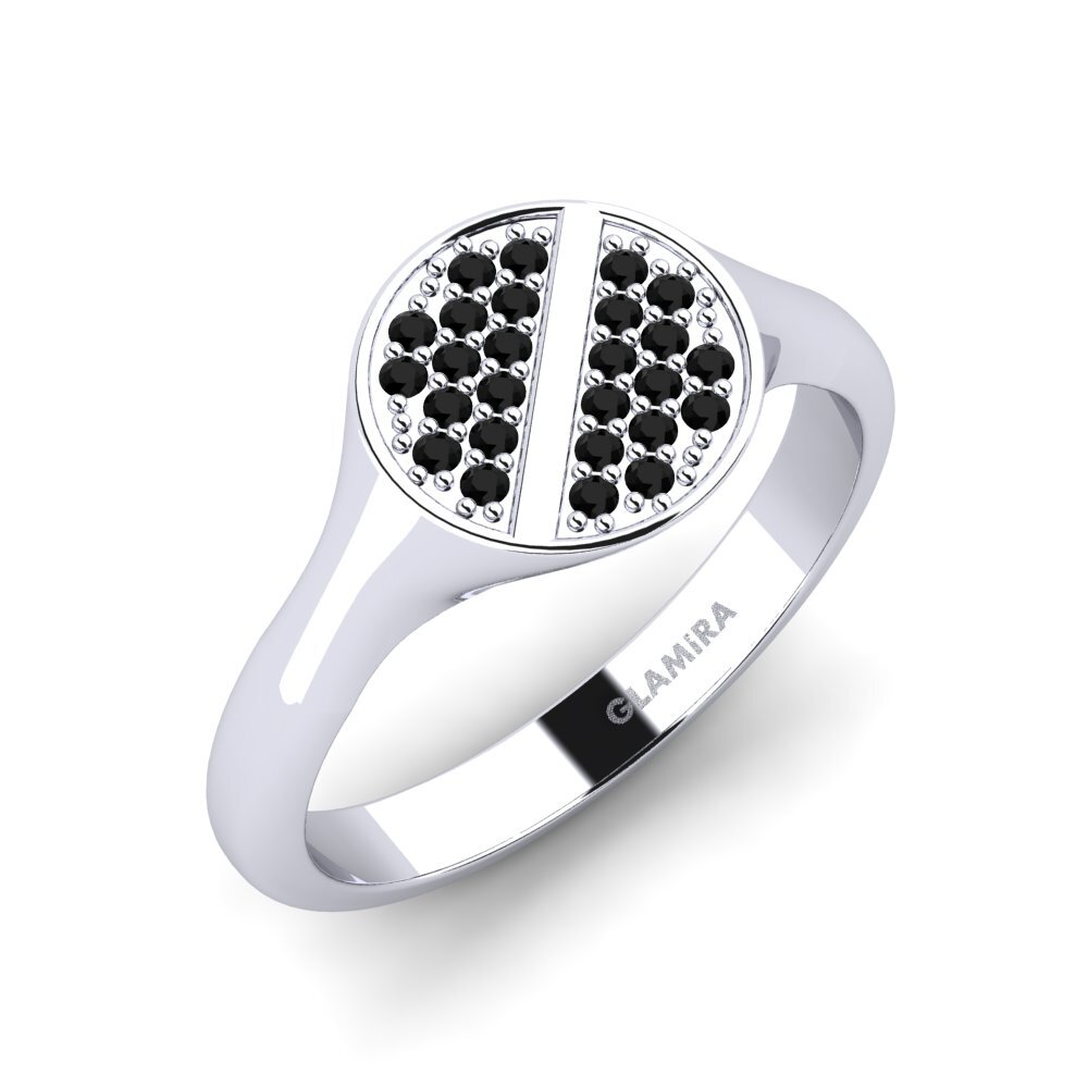 Diamante Negro Anillo de dedo meñique para hombre Onerge