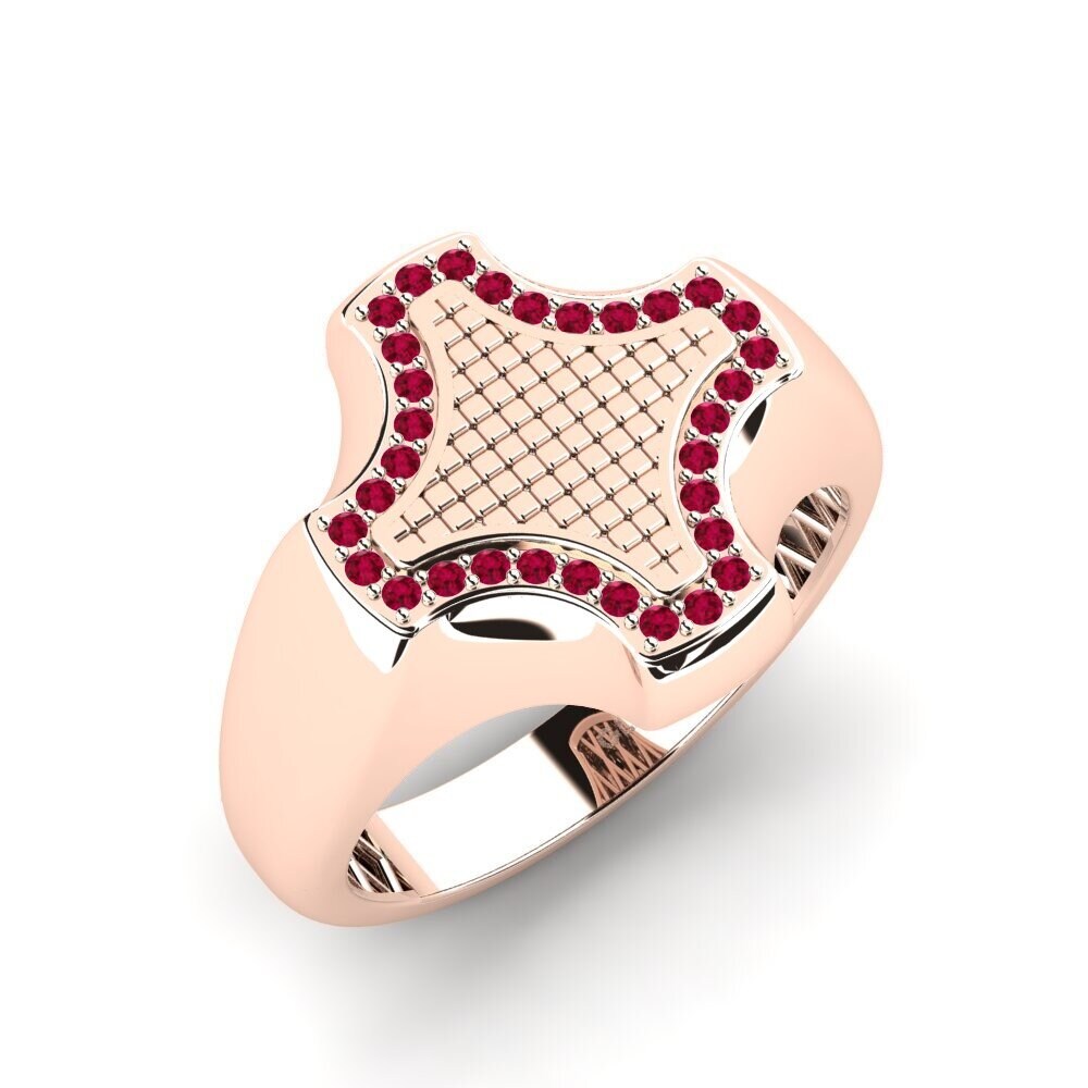 orin♡ Compre Anillo de Hombre Onninc - Rubí 18k Oro Rosa 0.256 Quilate