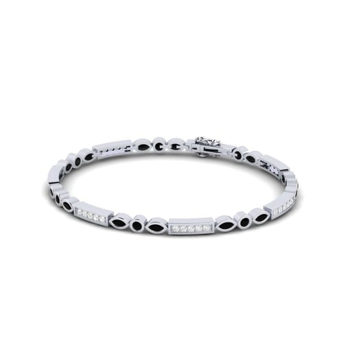 SYLVIE Bracelet Onwhite 585 White Gold & Black Diamond & White Sapphire