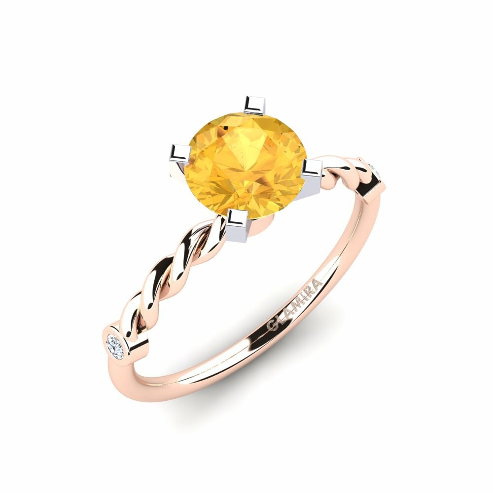 9k Rose & White Gold Citrine Engagement Ring Opalina