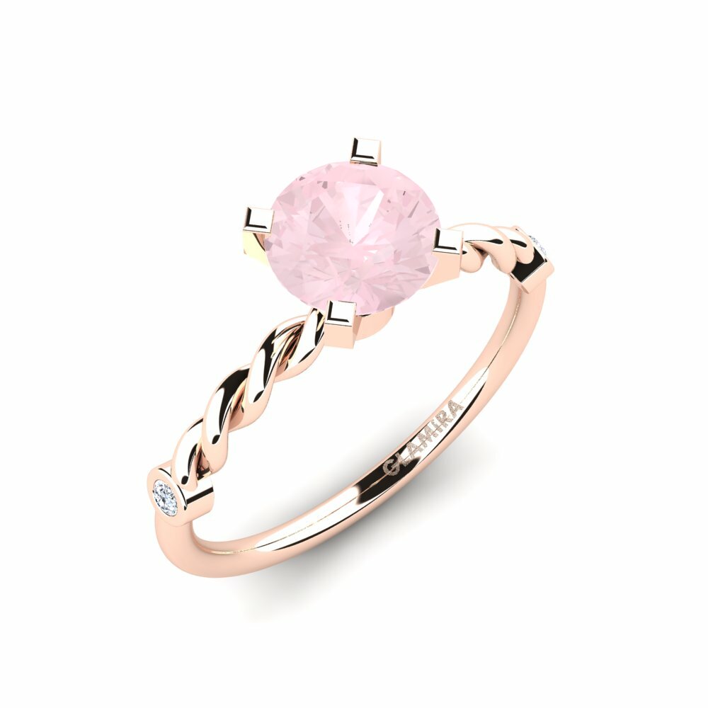 9k Rose Gold Rose Quartz Engagement Ring Opalina