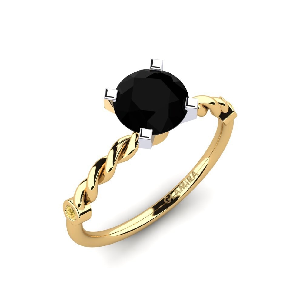 18k Oro Amarillo & Blanco Anillo de compromiso Opalina