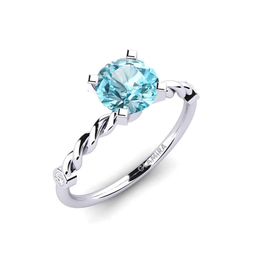 Circón Azul Anillo de compromiso Opalina