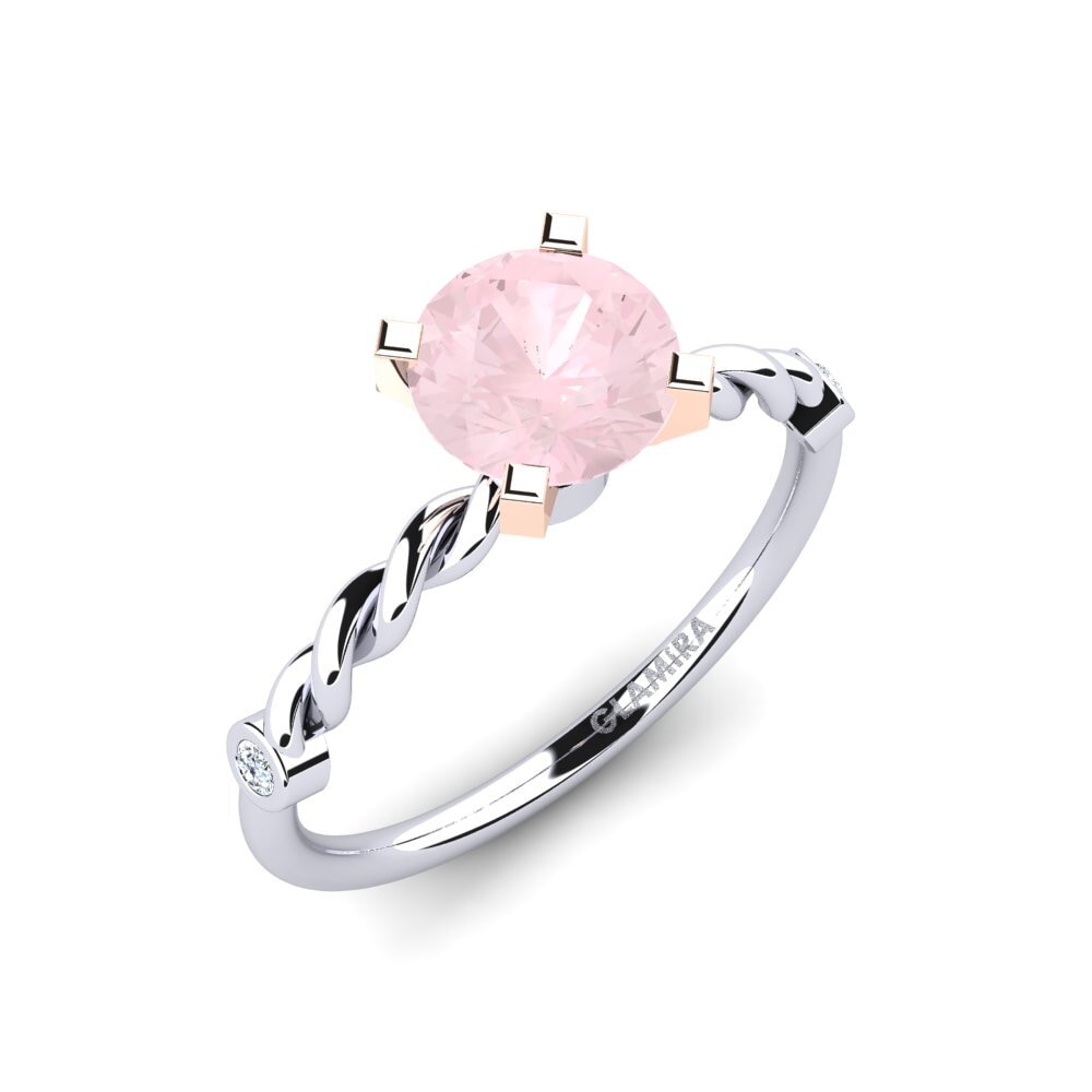 14ct White & Rose Gold Rose Quartz Engagement Ring Opalina