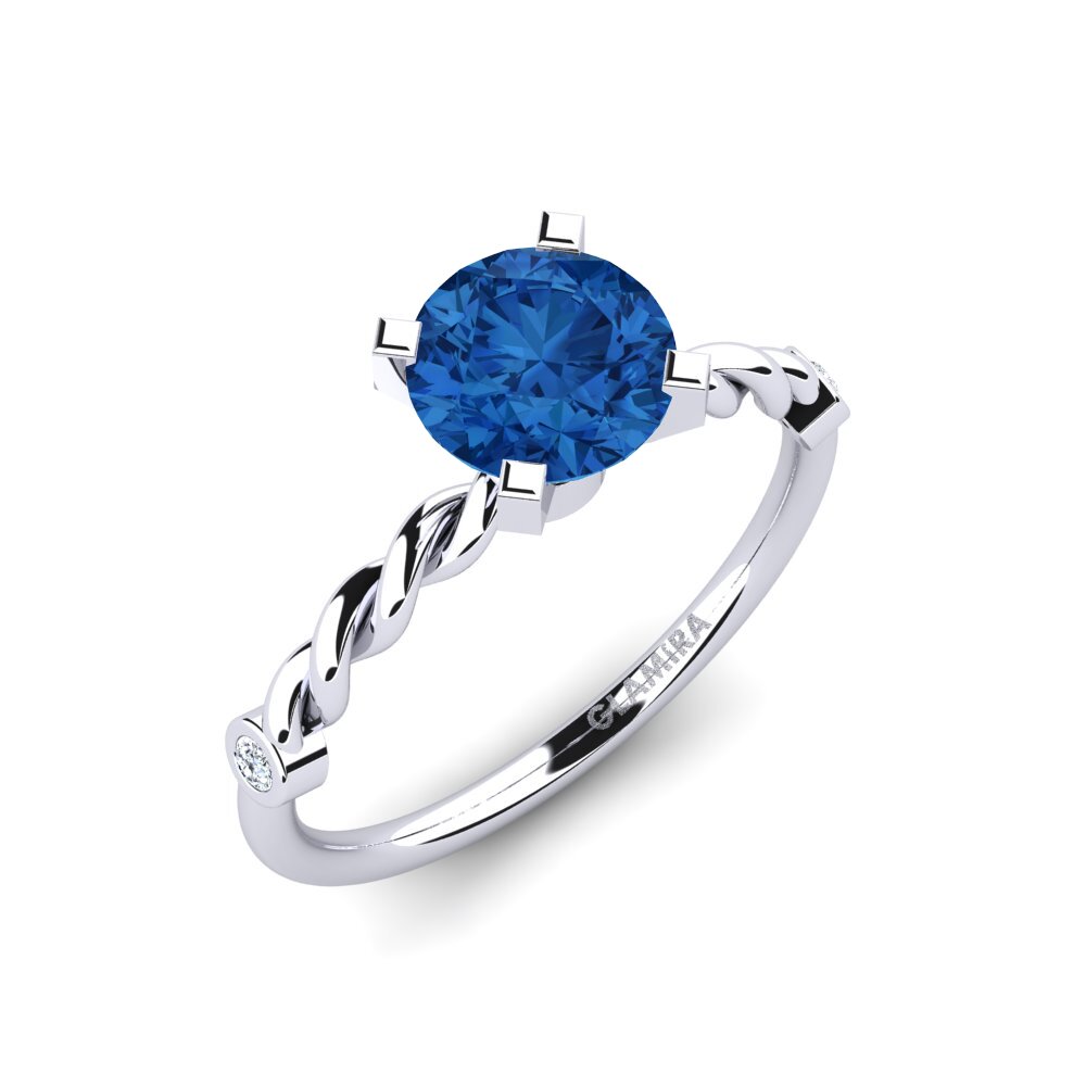 Circonita Azul Oscuro Anillo de compromiso Opalina