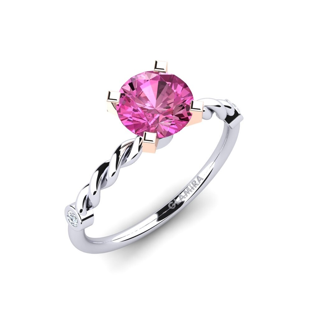 14ct White & Rose Gold Pink Topaz Engagement Ring Opalina