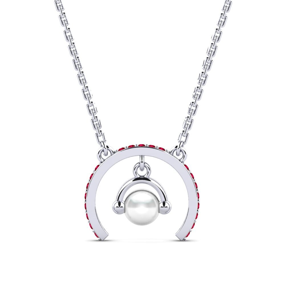 950 Palladium Red Zirconia Women's Necklace Opardi