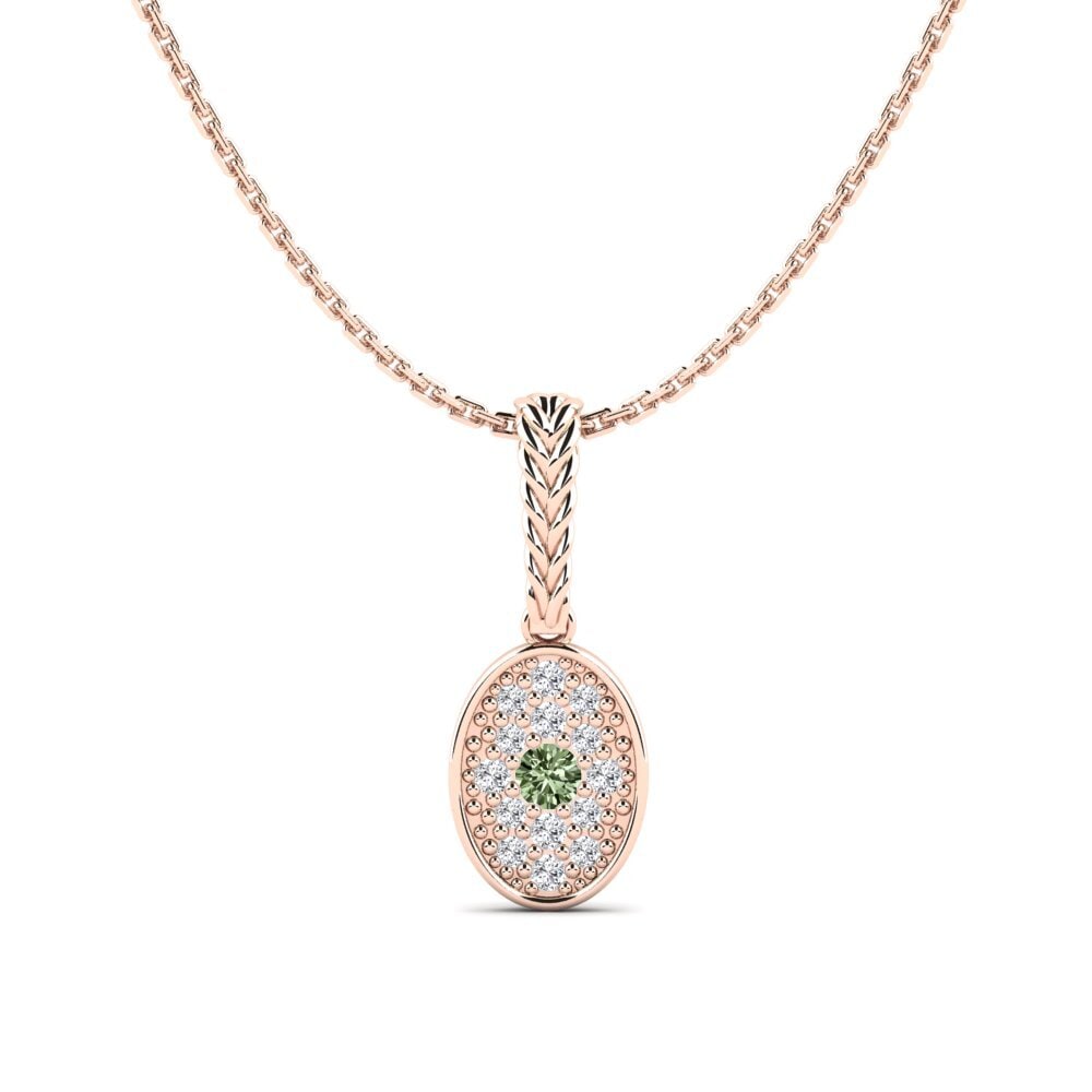 18ct Rose Gold Green Diamond Women's Pendant Openup