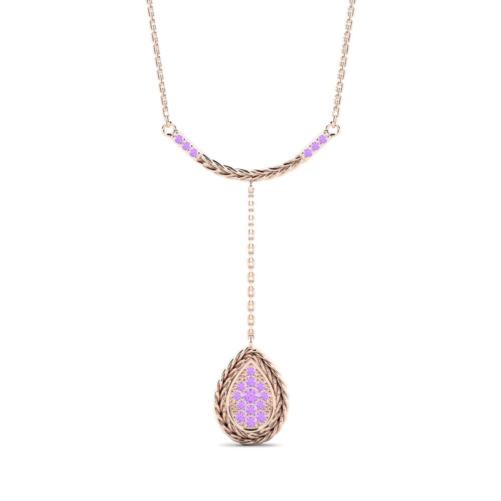 9ct Rose Gold Amethyst Women's Necklace Operate
