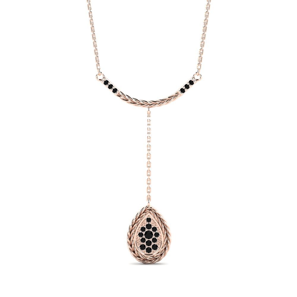 9ct Rose Gold Black Onyx Women's Necklace Operate