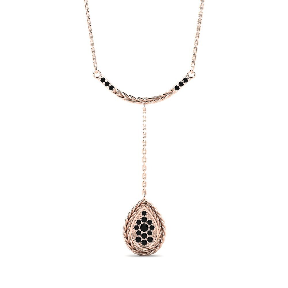 9ct Rose Gold Black Sapphire Women's Necklace Operate