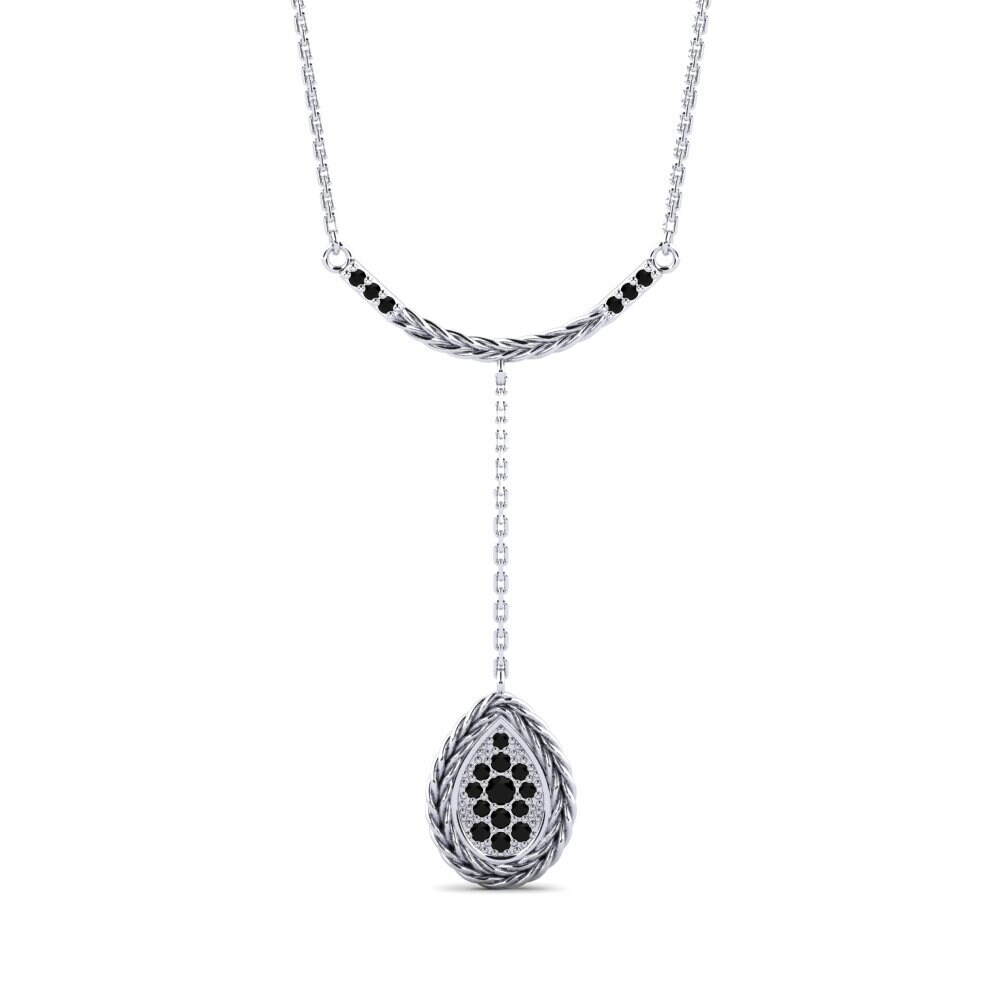 White Silver Black Diamond Women's Necklace Operate