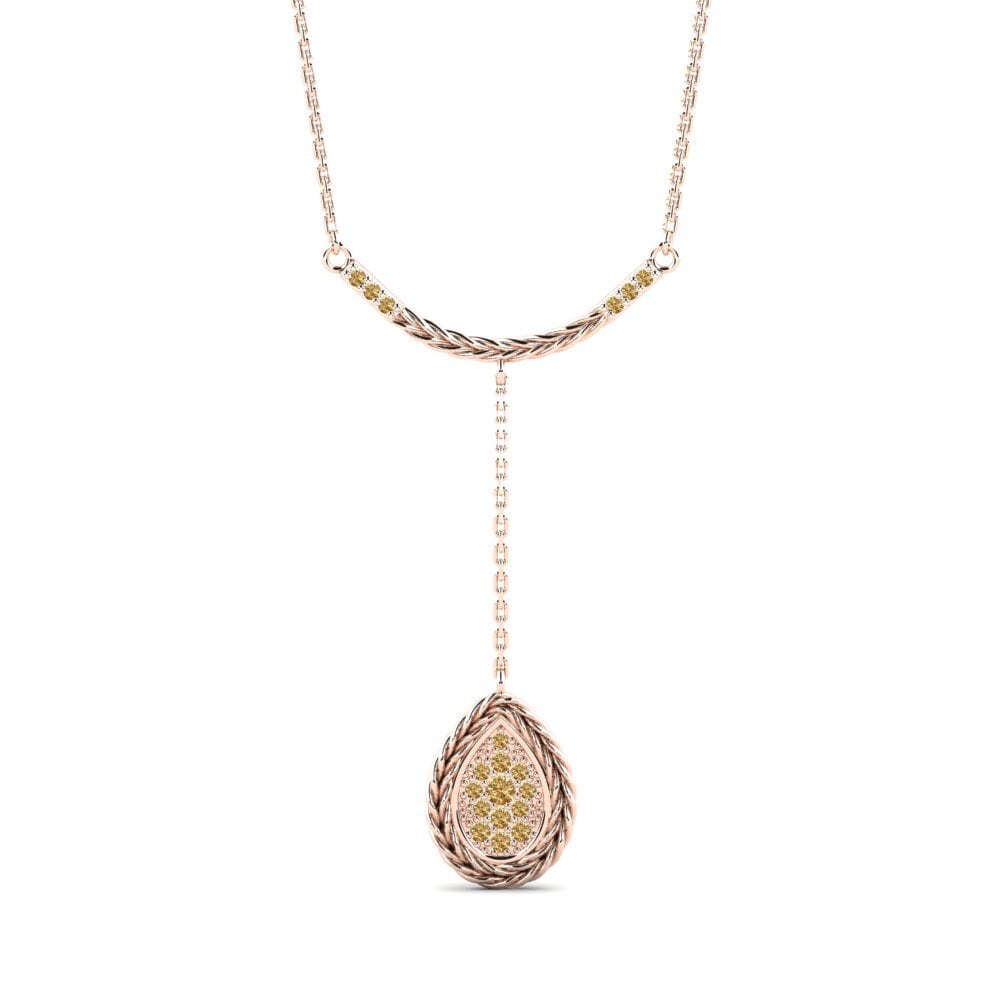 9ct Rose Gold Brown Diamond Women's Necklace Operate