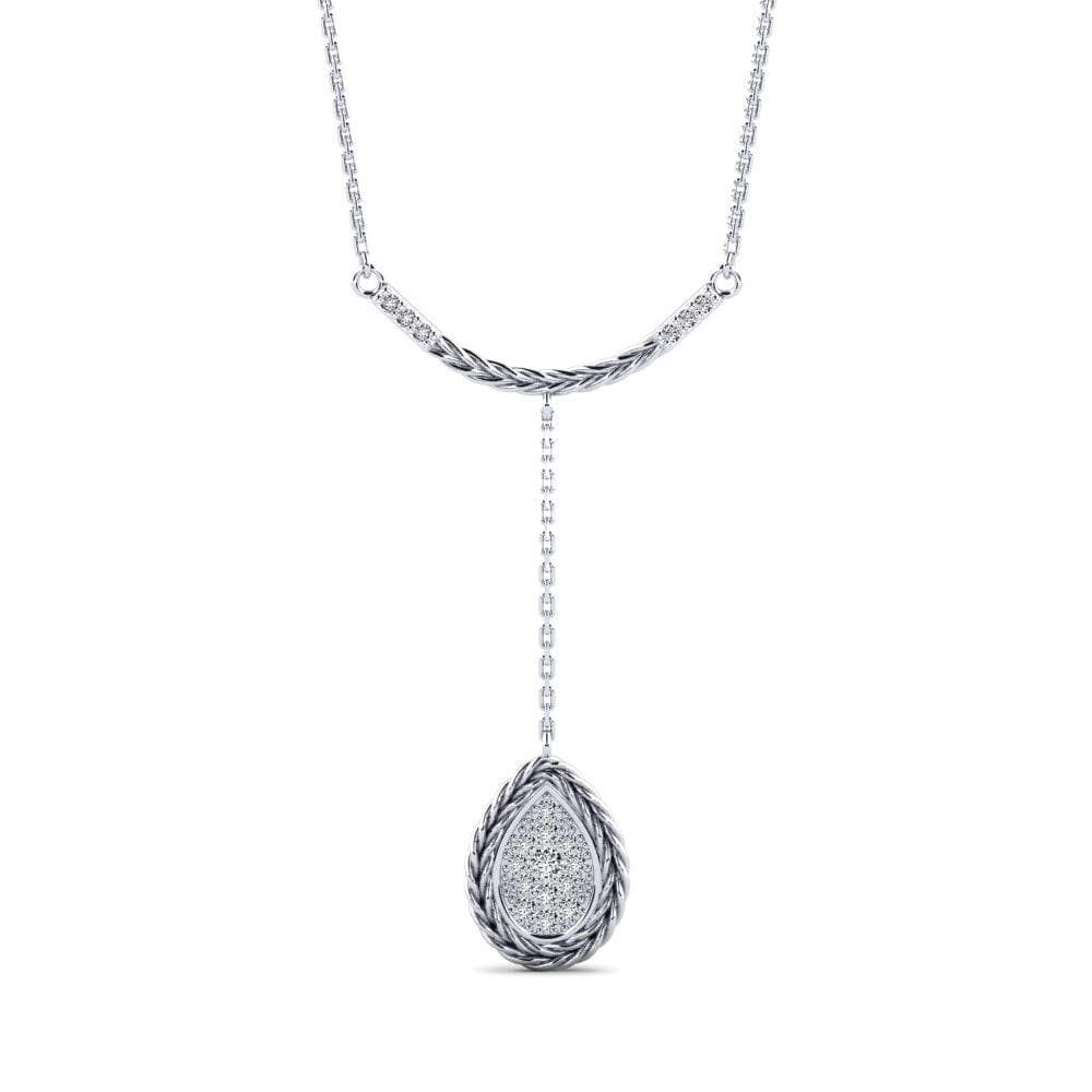 9ct White Gold Zirconia Women's Necklace Operate