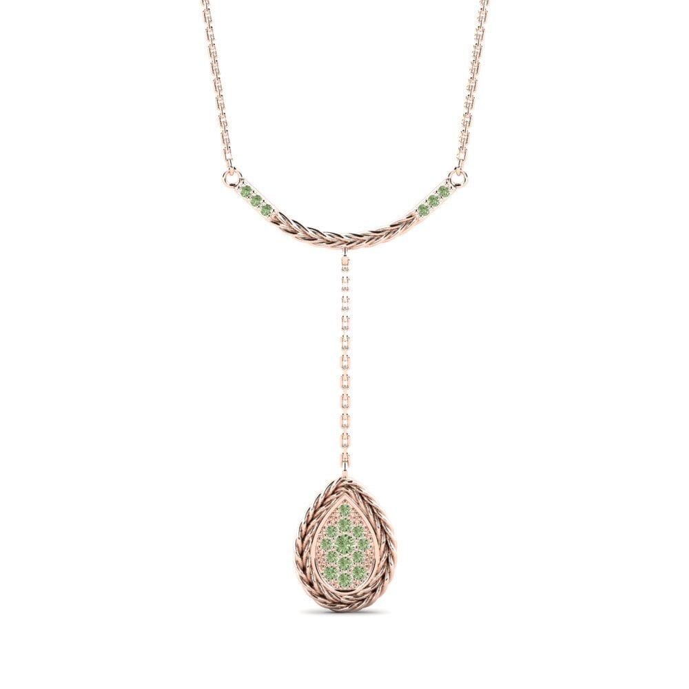 18ct Rose Gold Green Diamond Women's Necklace Operate