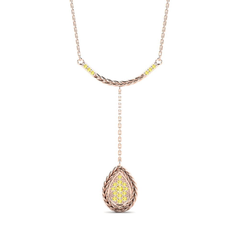 9ct Rose Gold Yellow Sapphire Women's Necklace Operate