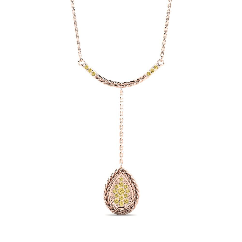 9ct Rose Gold Yellow Diamond Women's Necklace Operate