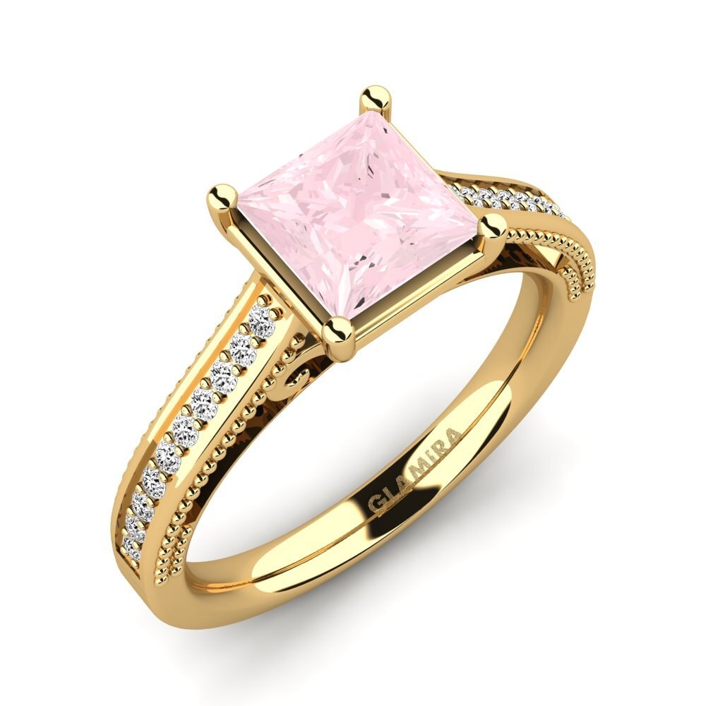 14ct Yellow Gold Rose Quartz Engagement Ring Lucetta