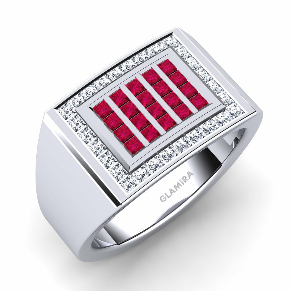 Ruby White Gold Men's Ring Optimist