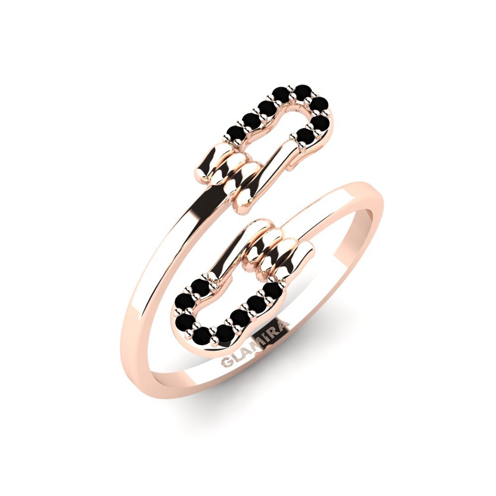 14k Oro Rosa Ónix Negro Anillo Opulent