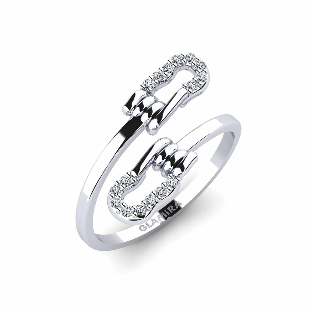 14k Oro Blanco Circonita Anillo Opulent