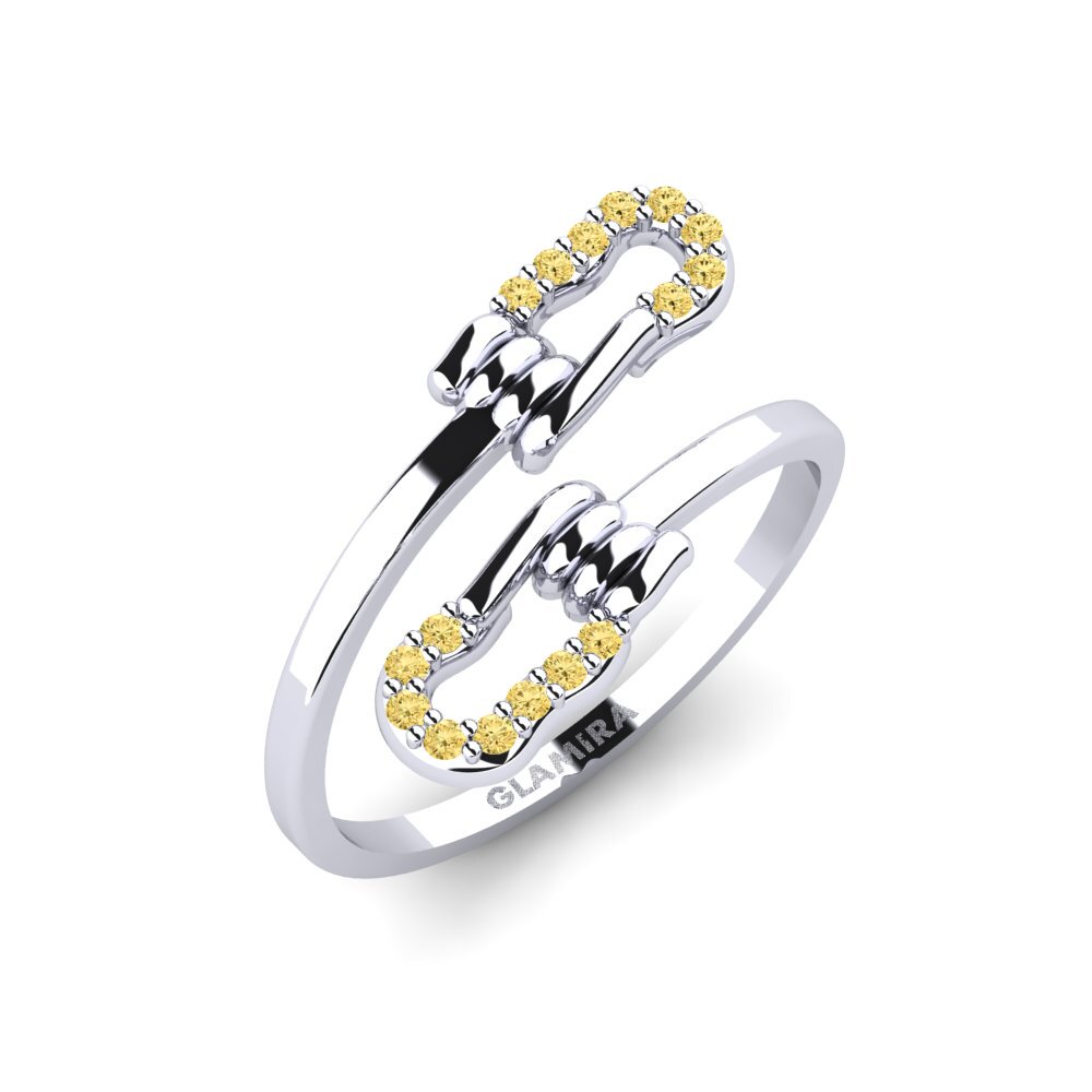 Plata 925 Diamante Amarillo Anillo Opulent
