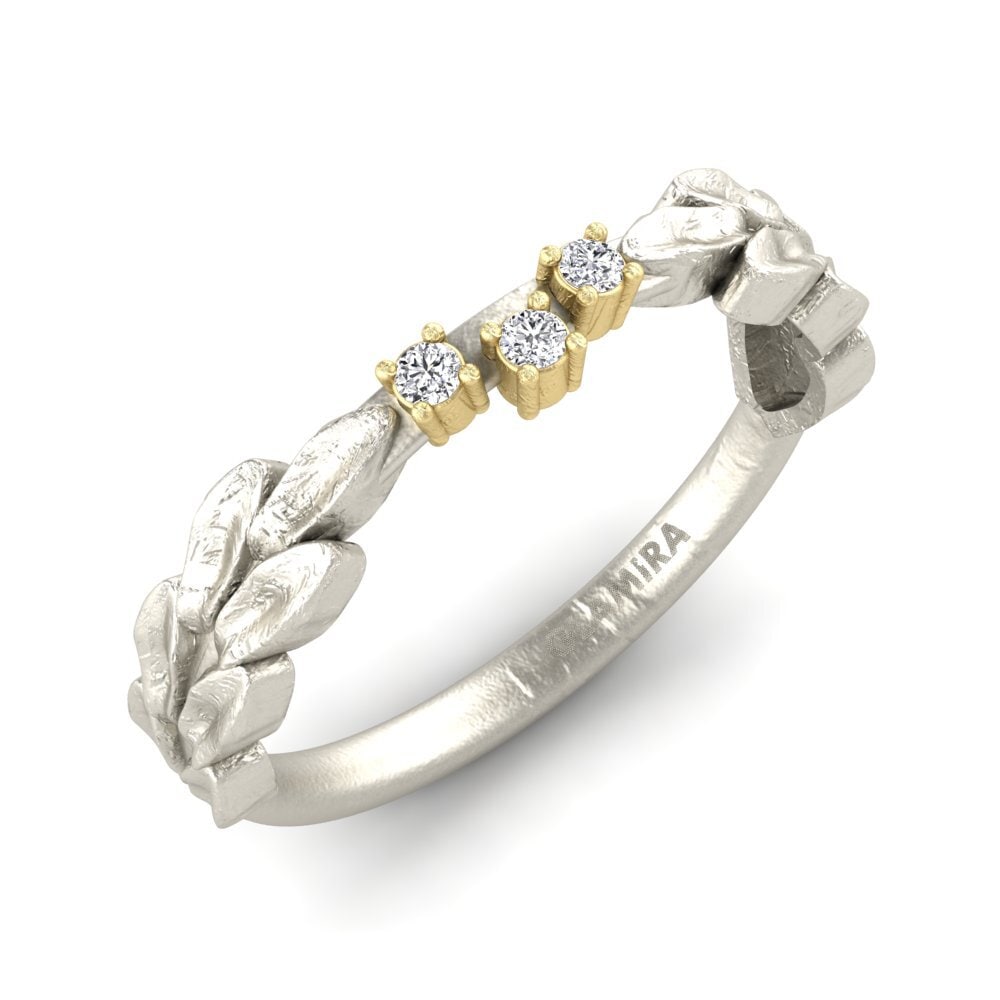 18k Oro Blanco & Amarillo Anillo Hisako