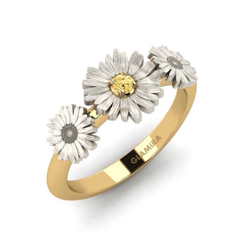 18ct Yellow & White Gold Yellow Diamond Ring Isabelle
