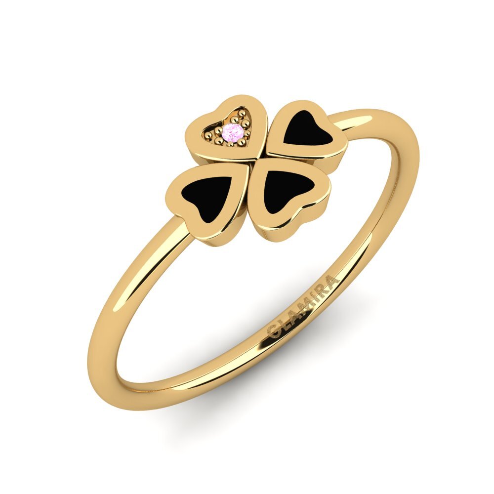 Or Jaune 14k Saphir Rose Bague Oralia
