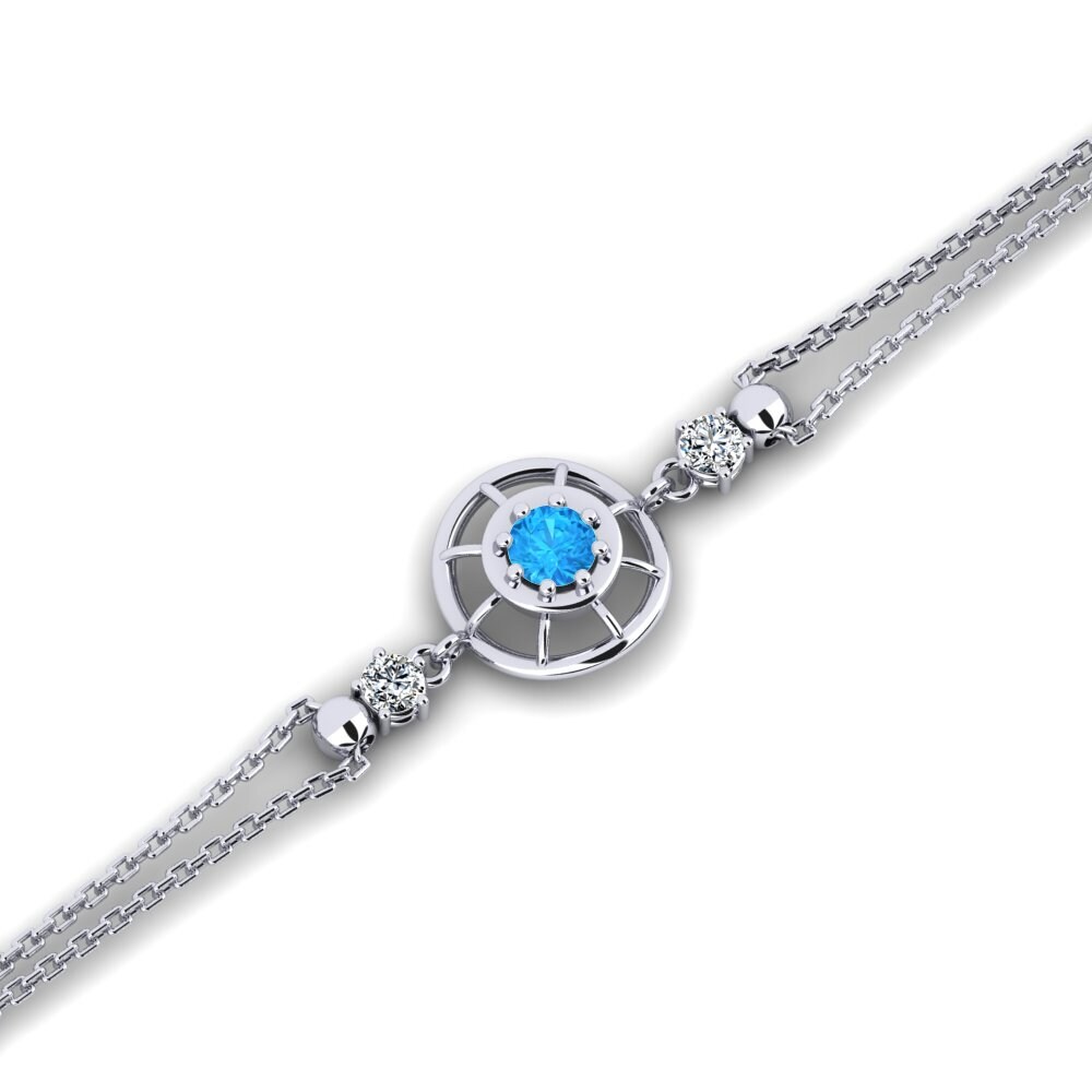 9ct White Gold Blue Topaz Women's Bracelet Orchid