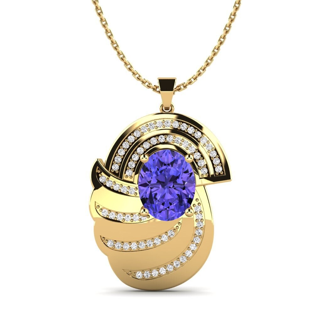Gelbgold 585 Tansanit Damen anhänger Orchidea