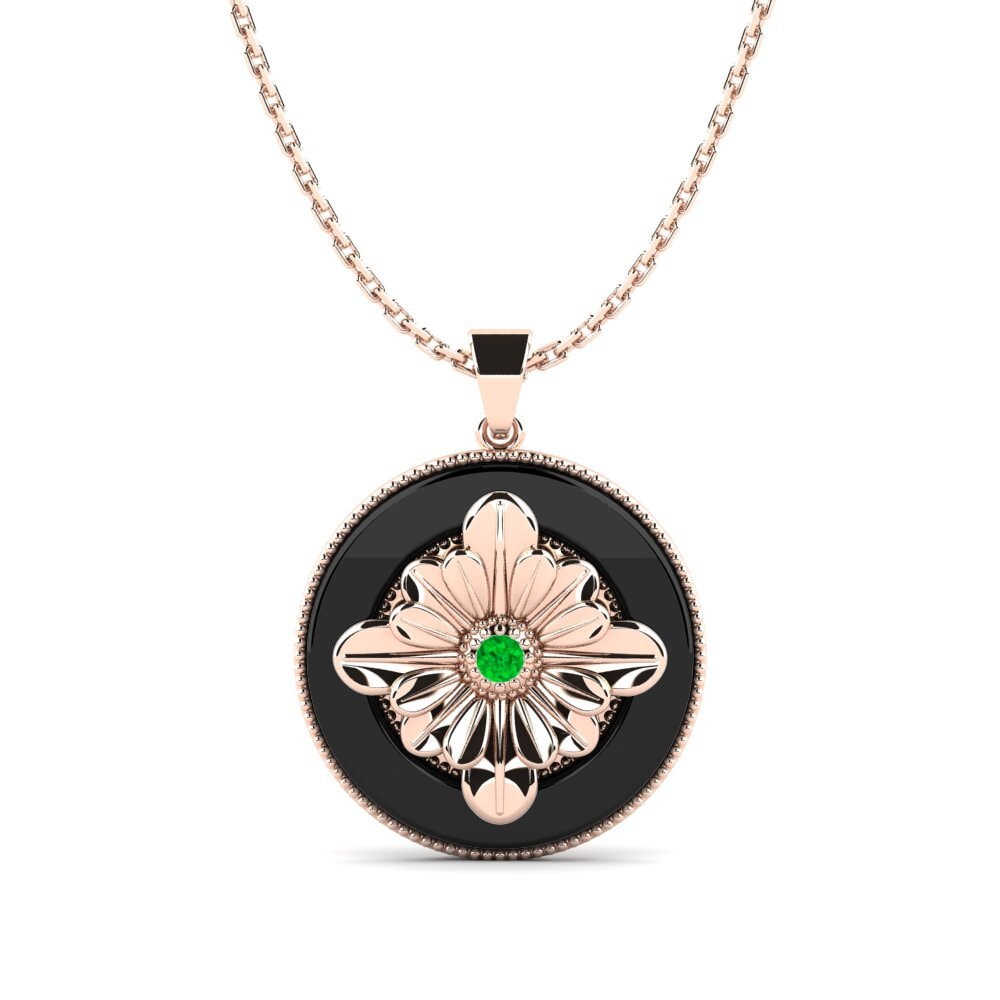 9ct Rose Gold Emerald Women's Pendant Oreilly