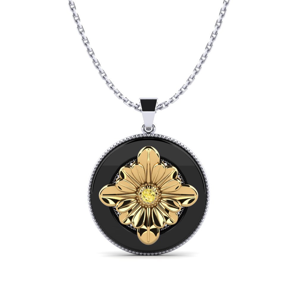 14ct White & Yellow Gold Yellow Sapphire Women's Pendant Oreilly