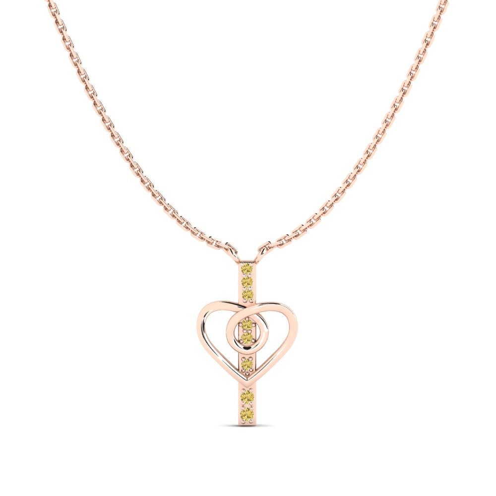 14ct Rose Gold Yellow Diamond Women's Necklace Oreka