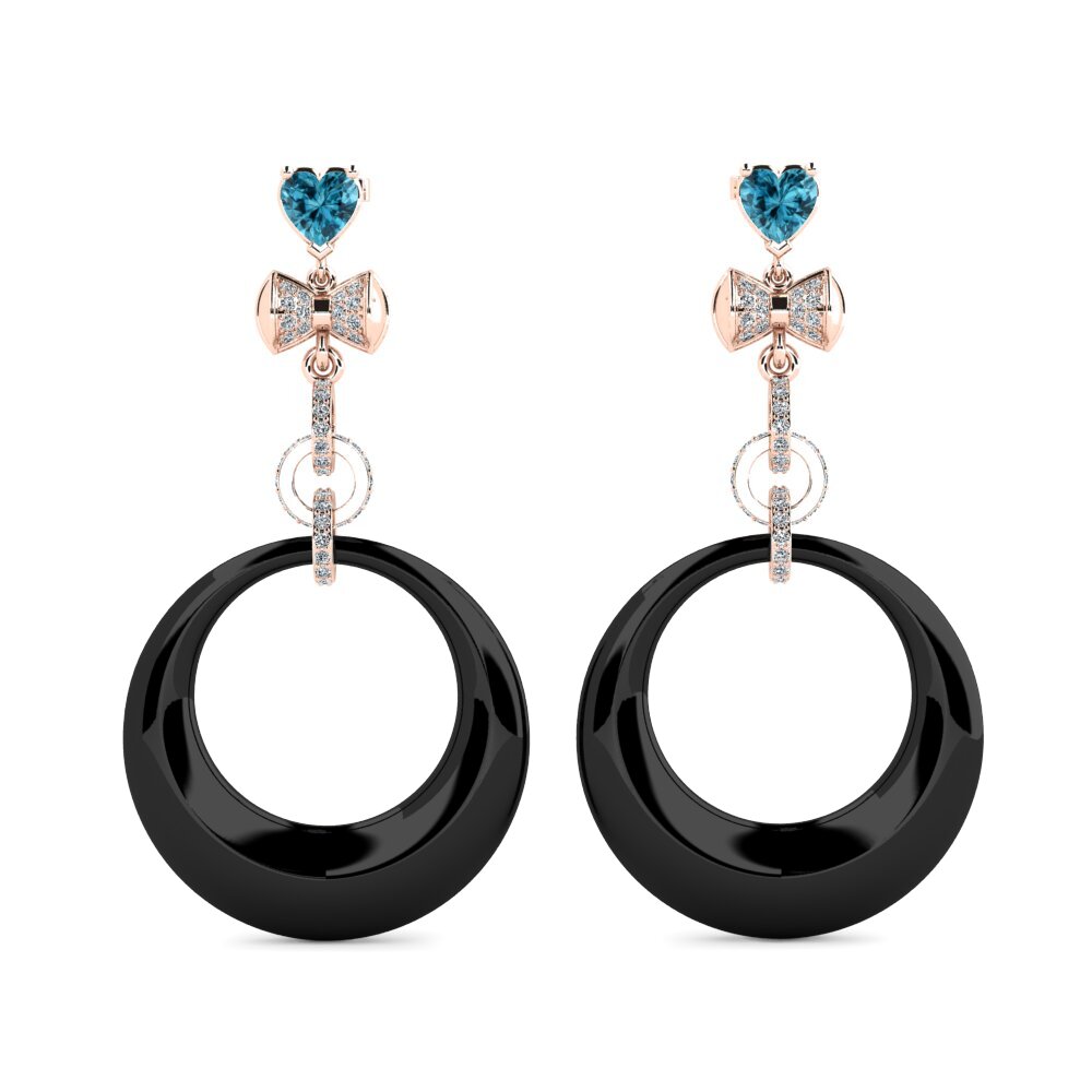 9ct Rose Gold Blue Zircon Women's Earring Orela