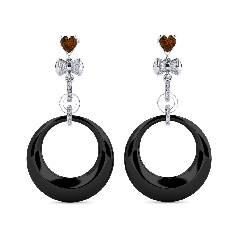 White Silver Brown Zircon Women's Earring Orela