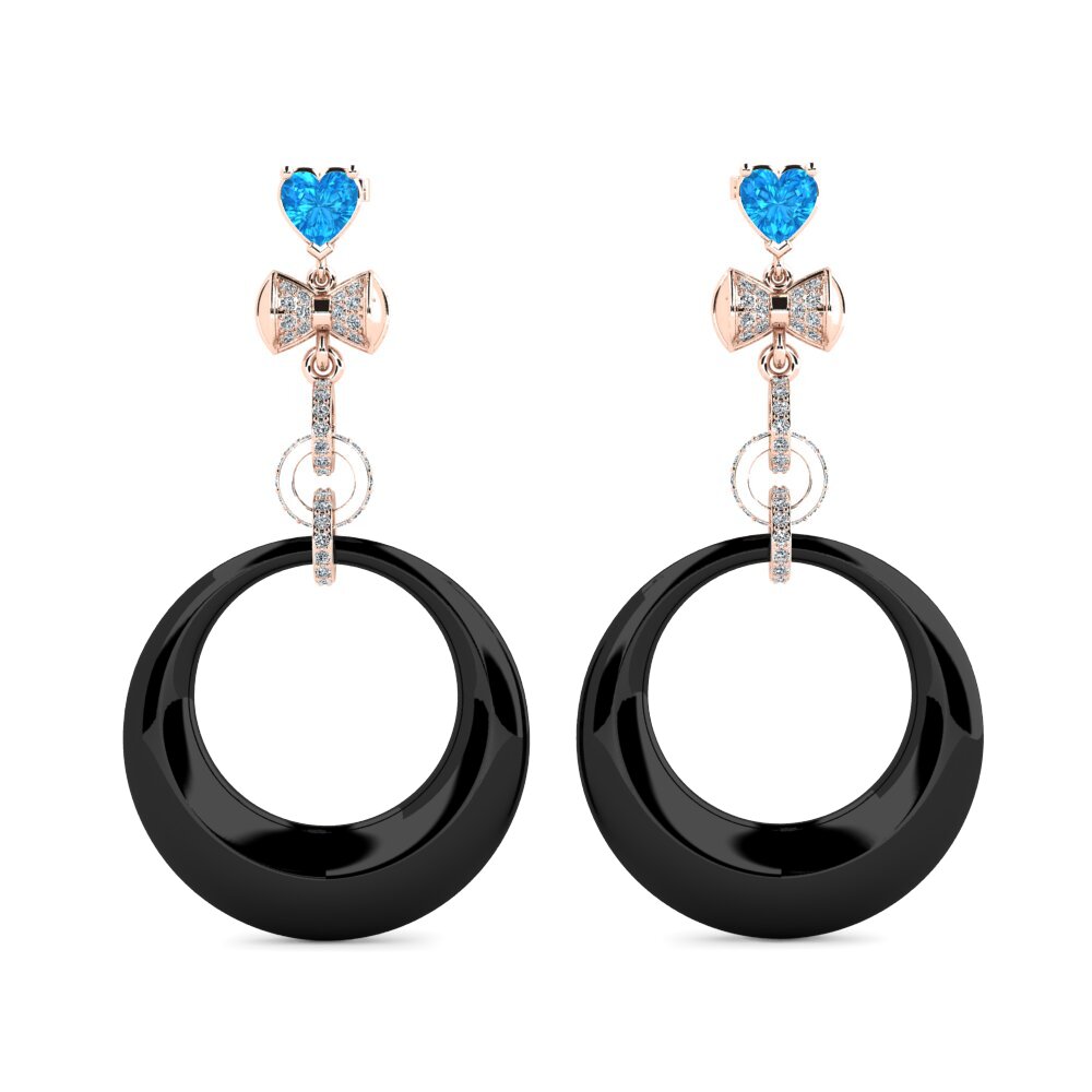 9ct Rose Gold Blue Topaz Women's Earring Orela
