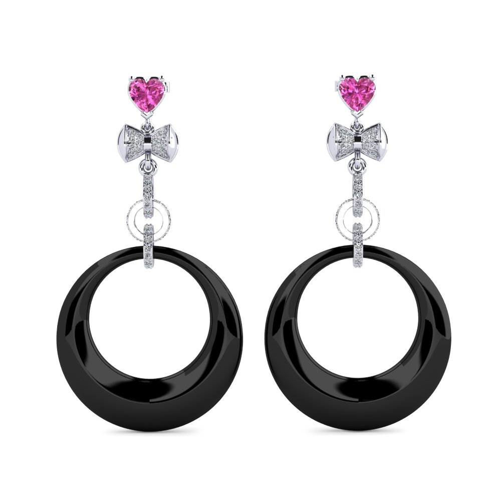 950 Platinum Pink Topaz Women's Earring Orela