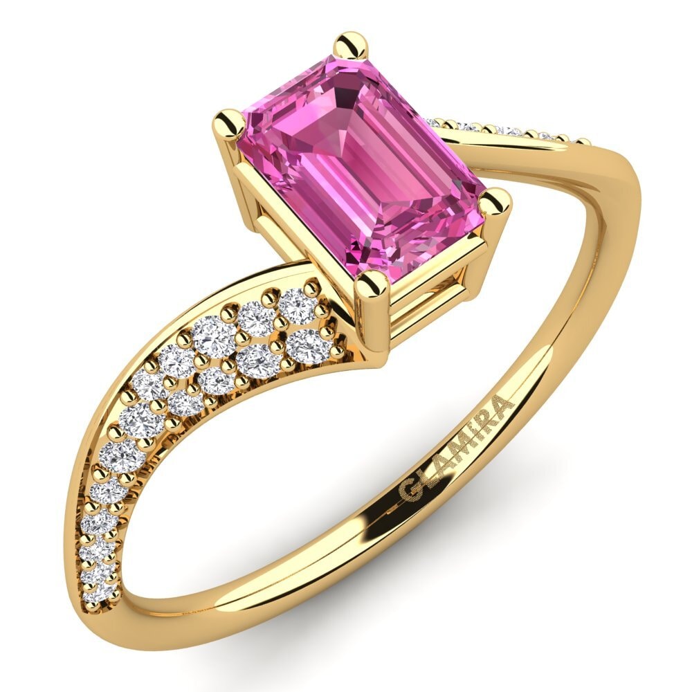 Emerald Cut Pink Topaz Engagement Ring Orielda