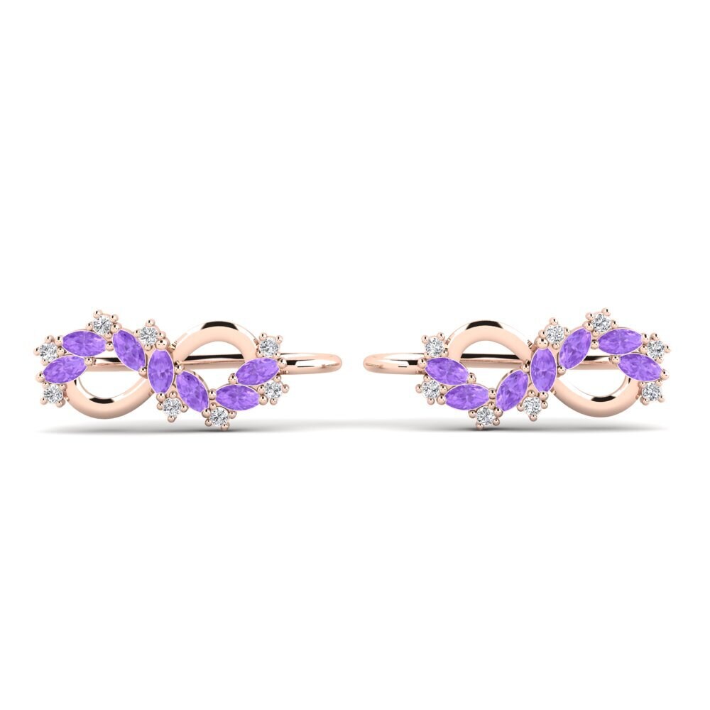 9ct Rose Gold Amethyst Women's Earring Oriri