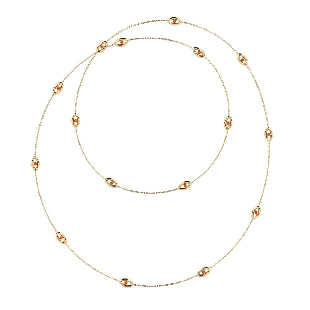 18k Oro Amarillo Zafiro Naranja Collar de Mujer Orlea
