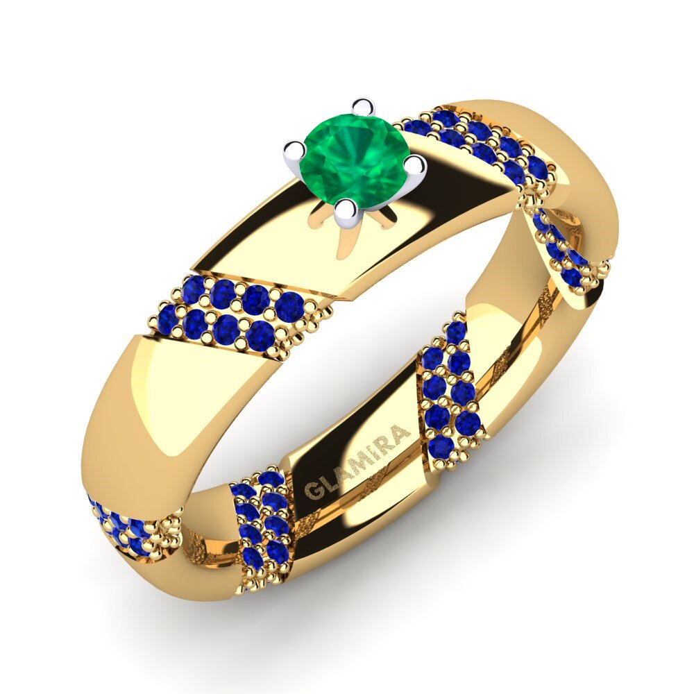 14K Geel & Wit Goud Smaragd Verlovingsring Orlena 0.16 crt