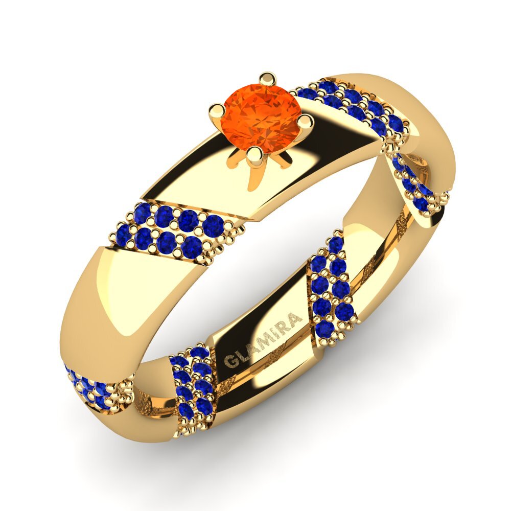 9ct Yellow Gold Fire Opal Engagement Ring Orlena 0.16 crt
