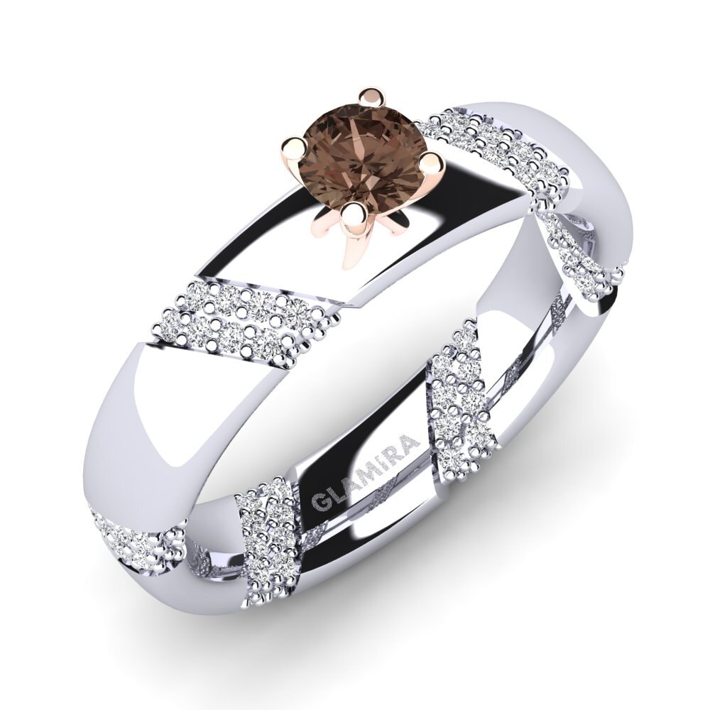 9ct White & Rose Gold Smoky Quartz Engagement Ring Orlena 0.25 crt