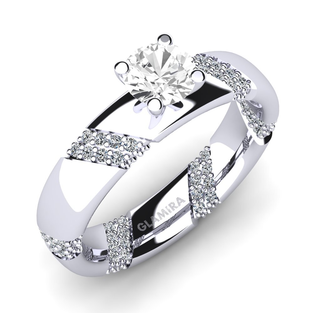 Bague Saphir Blanc Et CZ En Or Blanc Plaqué - Taille 59,5 / 9