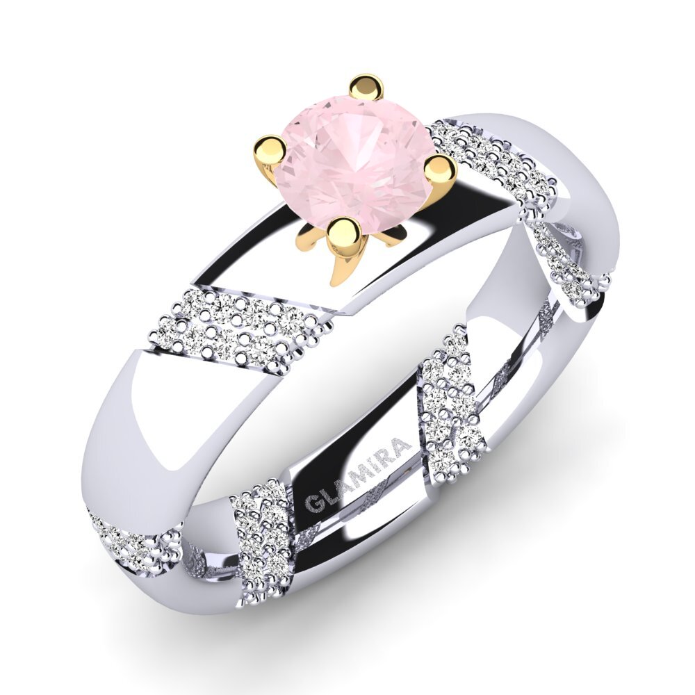 14ct White & Yellow Gold Rose Quartz Engagement Ring Orlena 0.5 crt