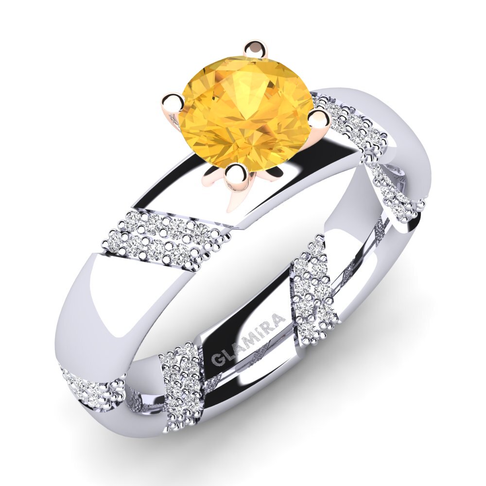 18ct White & Rose Gold Citrine Engagement Ring Orlena